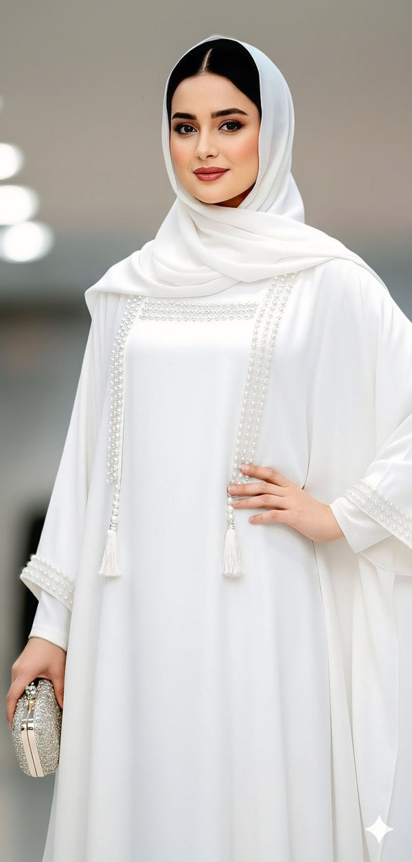 Noir Pearl Elegance Abaya
