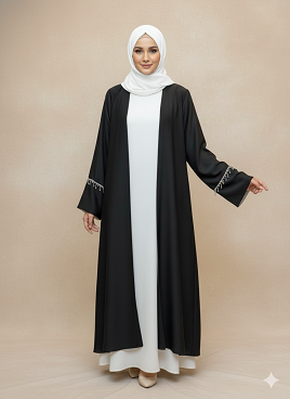 Elara Luxe Abaya – Front View – Pakistan-made Nida Abaya – Jilbab.pk
