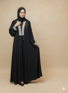 Soft Nida Fabric Elysia Draped Abaya – Pakistan-made Flayery Abaya – Jilbab.pk
