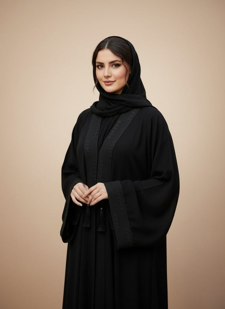 Soft Nida Fabric Elysia Draped Abaya – Pakistan-made Premium Abaya – Jilbab.pk
