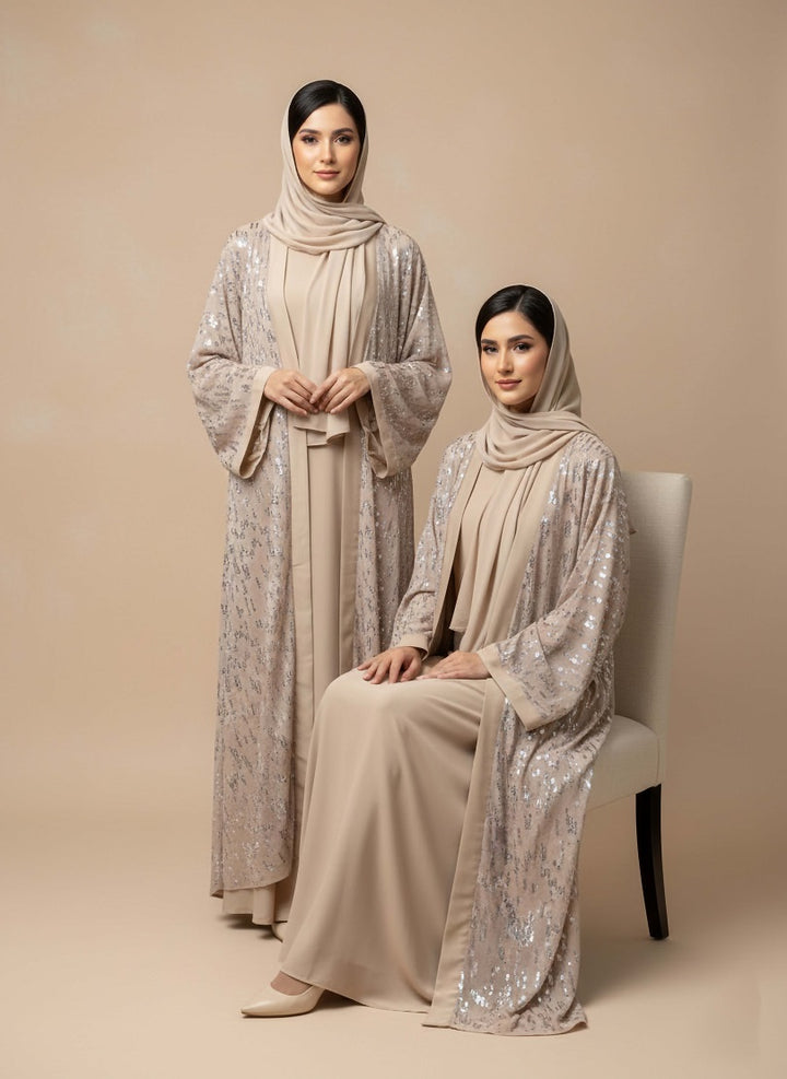 4. Abaya with Matching Silk Nadah Stoller – Fabric Texture View Jilbab.pk