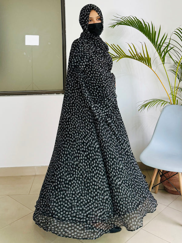 2 Layer Abaya Self Print Black
