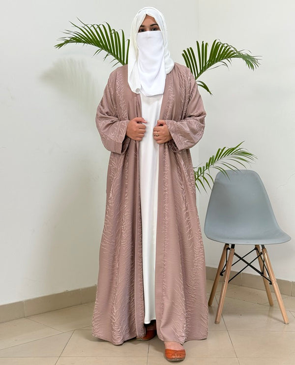 Tree Texture Gown Abaya (Cream-Coor)