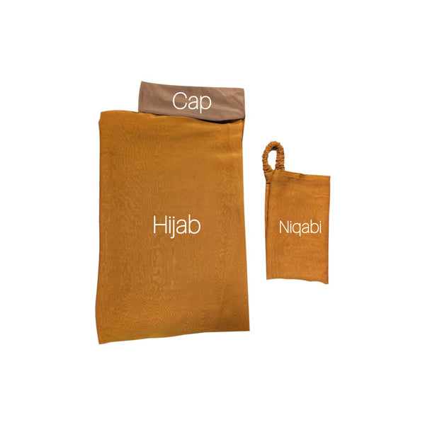 Georgette Instant Hijab With Cap & Niqab - Burnt Orange