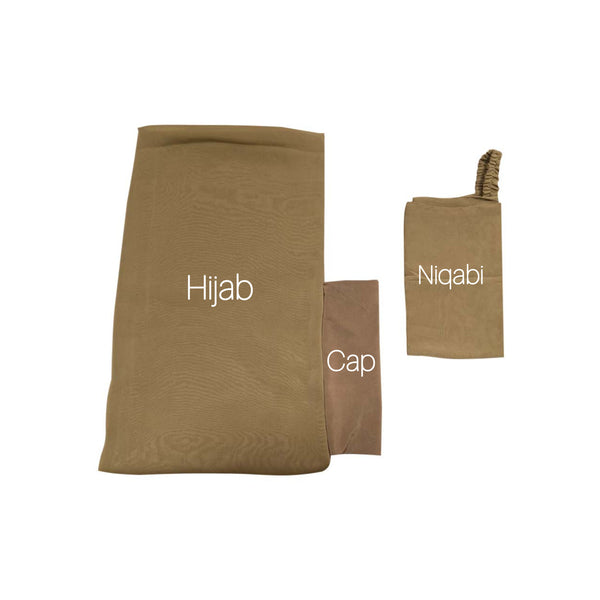 Georgette Instant Hijab With Cap & Niqab - Sand