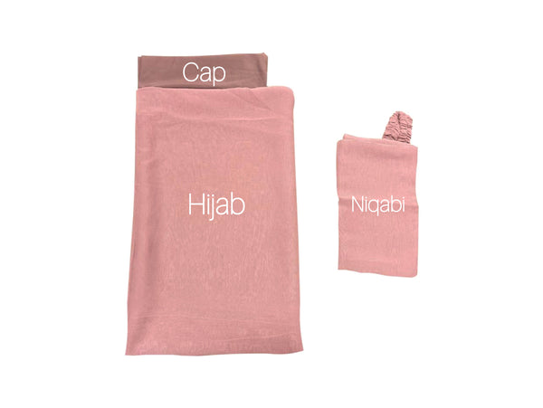 Georgette Instant Hijab With Cap & Niqab - Puce