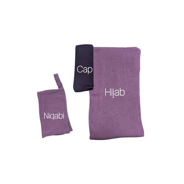 Georgette Instant Hijab With Cap & Niqab - Opera Mauve