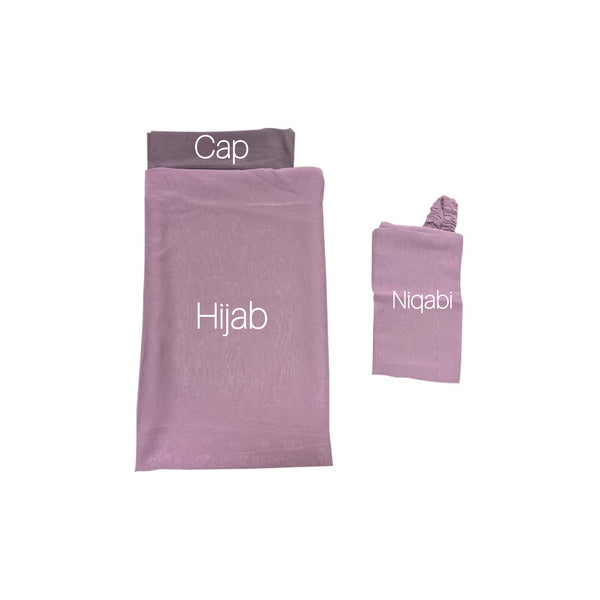 Georgette Instant Hijab With Cap & Niqab - Lavender