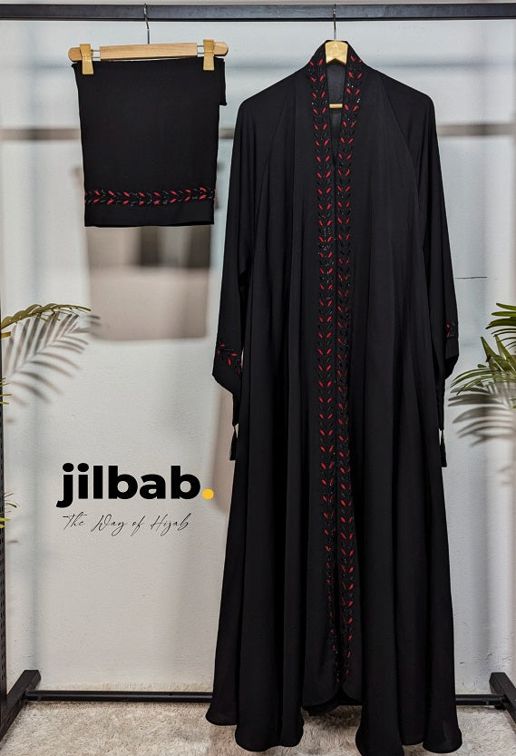 Noir Crimson Abaya
